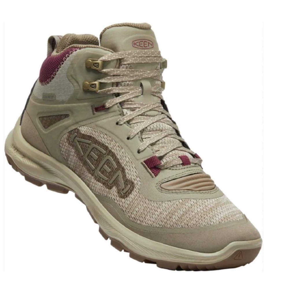 Keen Terradora Flex Mid Waterproof Boots in Tan and Maroon